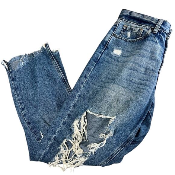 JBD Just Black Denim Women's Jeans Super Distressed Size 26 Straight Leg Raw Hem - Picture 7 of 7